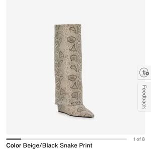Beige and Black Snake Print Boots